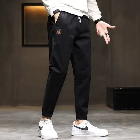 秋冬季纯棉裤子休闲长裤男裤束脚秋季春秋款保暖工装裤青少年学生商品大图