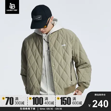 Lilbetter菱形格棉服男款冬季外套夹克潮棉袄内胆棒球领男士棉衣商品大图