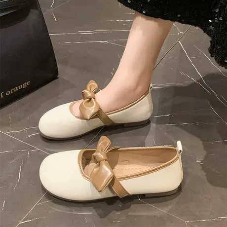 玛丽珍鞋女春夏法式晚风温柔低跟平底软底瓢鞋蝴蝶结豆豆乐福单鞋图片