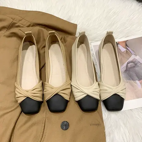 晚晚风温柔鞋子女单鞋2023春秋新款平底玛丽珍女鞋浅口瓢鞋奶奶鞋商品大图