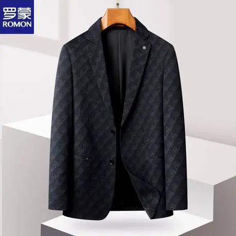 罗蒙时尚提花西装男士2024春季新款职业正装商务休闲西服便服单西图片