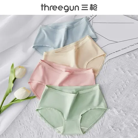 三枪内裤女纯棉中腰抑菌桑蚕丝底裆女士短裤薄款舒适包臀三角裤头图片