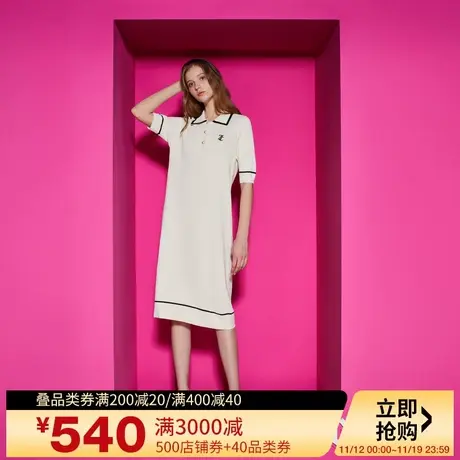 Juicy Couture橘滋2023新款少女时代绣花翻领针织连衣裙图片