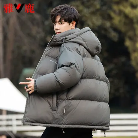 雅鹿羽绒服男短款2023新款连帽加厚青少年初中学生外套面包服冬季图片