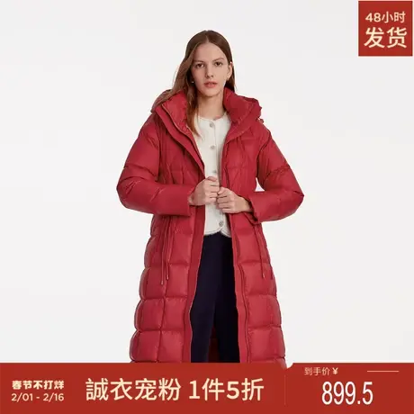 歌莉娅冬季新品连帽收褶长羽绒服鹅绒服1ACC8D54A商品大图
