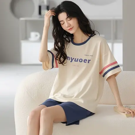南极人睡衣女纯棉2023年新款春夏季短袖女士可外穿家居服套装薄图片