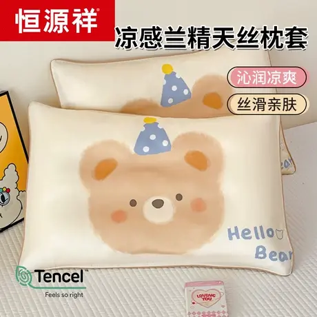 恒源祥60S兰精天丝枕套冰丝儿童夏季宝宝30×50幼儿园40×60枕头商品大图