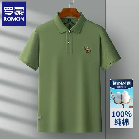 罗蒙纯棉POLO衫休闲男士短袖t恤夏季薄款中年刺绣翻领半袖体恤N2Z图片