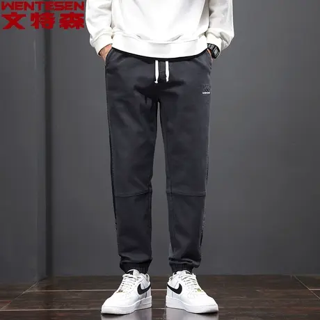 秋季新款男士休闲裤时尚修身直筒裤韩版青年休闲工装哈伦裤束脚商品大图