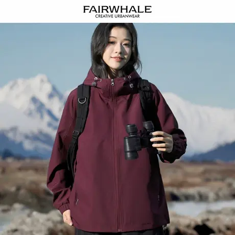 马克华菲美式复古连帽冲锋衣外套女2025新款春秋宽松休闲百搭上衣图片