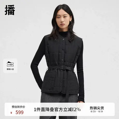 播商场同款简约舒适圆领24冬新款轻薄羽绒马甲背心女BDR4MD3561商品大图