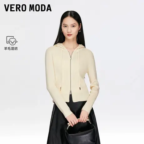 Vero Moda针织衫202冬季新款含绵羊毛休闲简约连帽开衫325424022商品大图