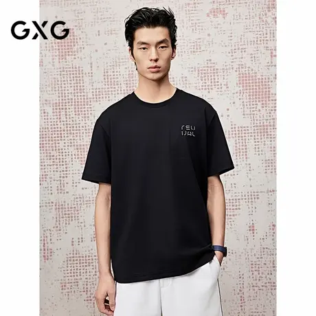 [商场同款]GXG男装 圆领T恤背后印花短袖针织25夏新品G25X442077商品大图