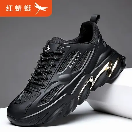红蜻蜓男鞋冬季新款运动休闲鞋男士厚底旅游鞋增高加绒老爹鞋子男商品大图