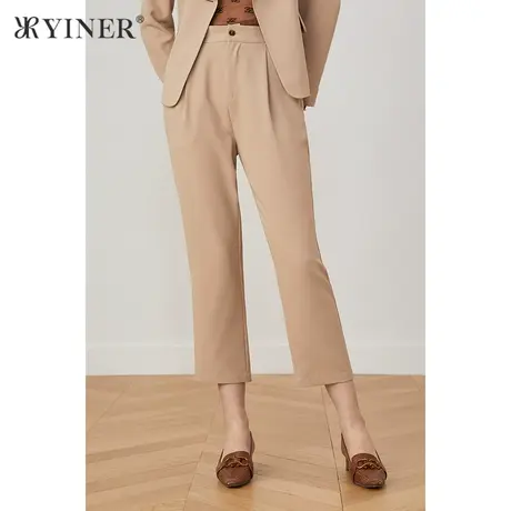 YINER音儿女装2021秋季新款气质通勤九分裤休闲裤商品大图