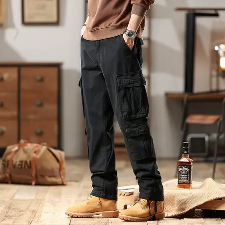 男款裤子百搭男生长裤重磅水洗工装裤裤子春秋时尚束脚潮流工装裤商品大图
