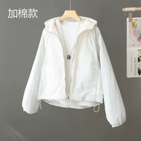 冬装夹棉短外套女2023新款连帽防风短款休闲棉衣小个子厚夹克棉服商品大图