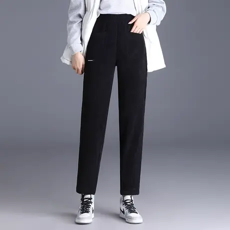 时尚加绒哈伦裤女秋冬小个子2023新款松紧腰显瘦小直筒百搭休闲裤商品大图