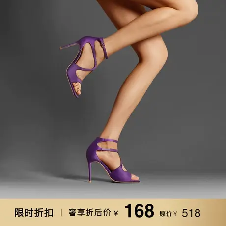 熙漫2023网红爆款高跟鞋气质紫色高跟凉鞋夏季新款小众高级感女鞋图片