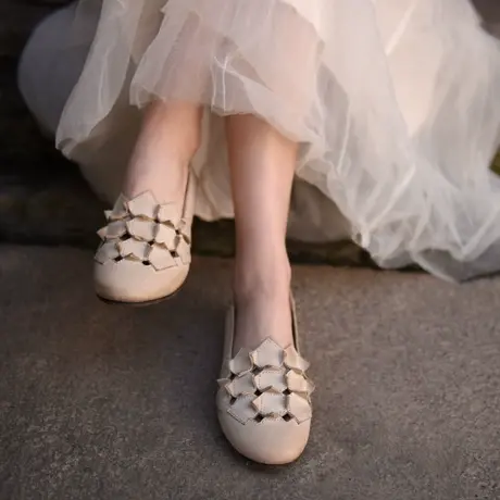 Artmu阿木原创复古浅口平底单鞋镂空真皮女鞋子2023新款小众文艺商品大图