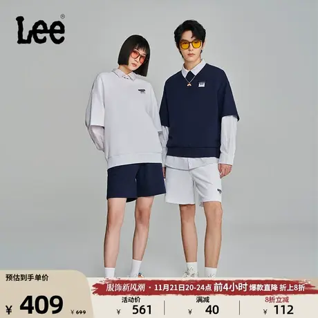 Lee商场同款23秋冬新品舒适华夫格男女同款短袖卫衣LUT006679203图片