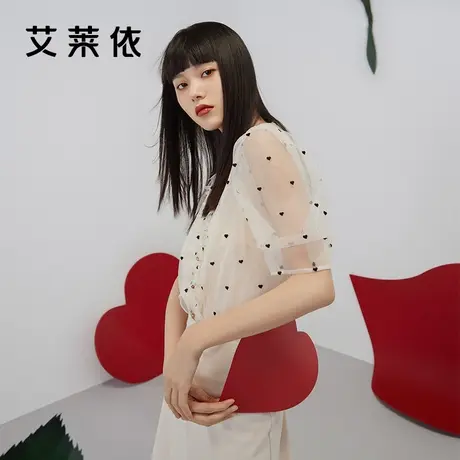 艾莱依短袖雪纺衫女内搭打底衫假两件碎花时髦时尚洋气春季上衣图片