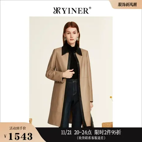 YINER音儿线上专选女装秋季中长款绵羊皮真皮皮衣外套商品大图
