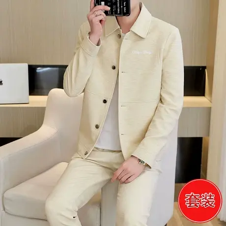 男士秋季高级感外套潮流痞帅气刺绣上衣休闲夹克三件套搭配一套装商品大图