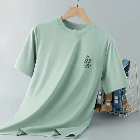 液氨丝光棉国潮t恤男士短袖夏季冰丝凉感速干半袖抗皱免烫体恤衫商品大图