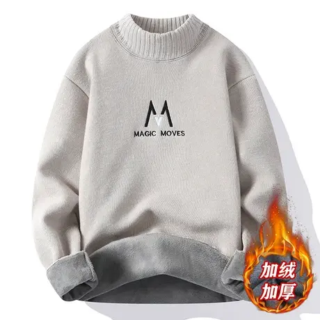 毛衣男士冬季加绒加厚2025新款针织衫男字母潮牌青少年保暖毛线衣商品大图