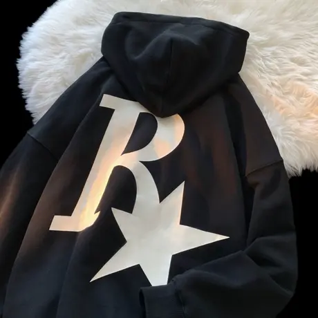 连帽卫衣男春秋季潮牌美式字母印花帽衫Iins港风宽松休闲套头外套商品大图