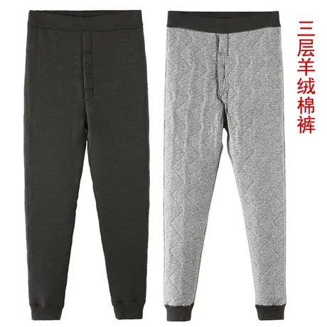 保暖裤男士加绒加厚冬季羊绒棉裤加肥加大毛裤高腰东北中老年棉裤图片