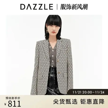 DAZZLE地素奥莱 设计感LOGO提花西装休闲外套女2D3F5066V图片