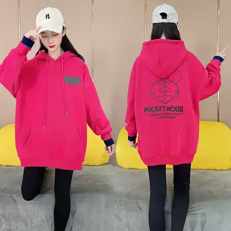 连帽加绒卫衣女2023秋冬新款宽松套头字母时尚简约女装上衣ins潮图片