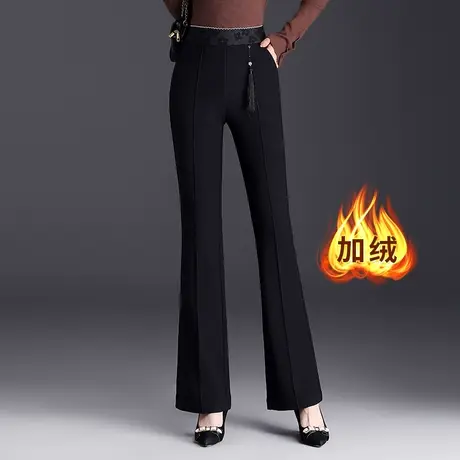 设计感时尚微喇裤女2023新款秋冬加绒高腰气质休闲裤通勤显瘦长裤图片