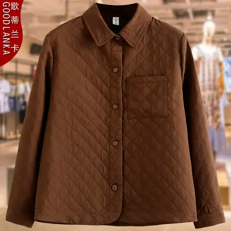 40-50岁中年胖妈妈春秋夹棉夹克女200斤大码宽松时尚翻领休闲外套商品大图