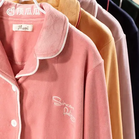 顶瓜瓜法兰绒睡衣男女情侣秋冬季珊瑚绒睡衣加厚保暖家居服两件套商品大图
