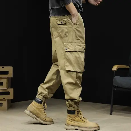 日系潮牌工装裤男春季2024新款宽松哈伦男士休闲多口袋束脚裤子男商品大图