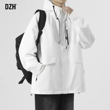 男士防风防水冲锋衣男款白色工装外套男春秋潮牌休闲上衣短款风衣商品大图