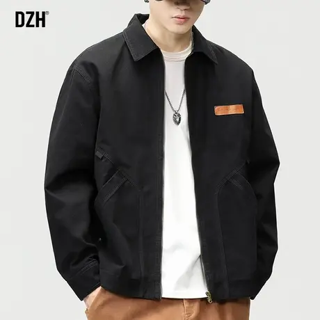 男士黑色外套男秋季潮高级感休闲夹克男款2024新款教练服上衣百搭商品大图