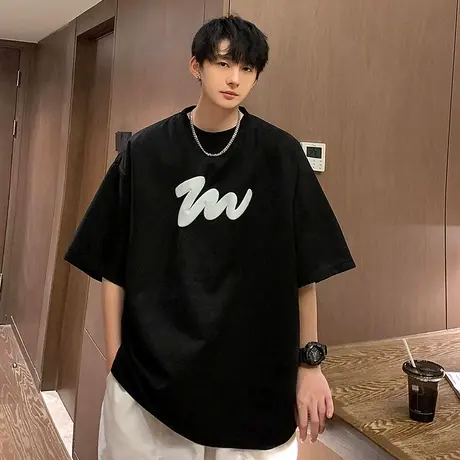 小众设计感简约短袖t恤男夏季美式高街重磅体恤痞帅潮牌半袖商品大图