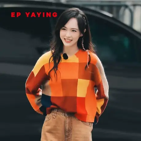 [唐嫣同款]EP雅莹女装 羊毛羊绒撞色圆领毛衣 2023秋冬新款9518A商品大图