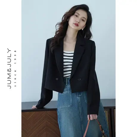 嘉茱莉春季新款休闲西装外套女小个子短款外套上衣一粒扣小西服图片