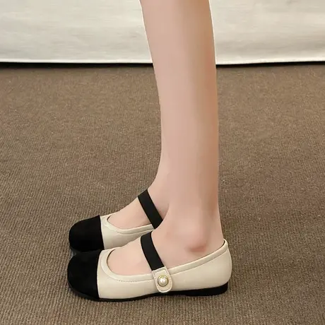 鞋子女2024年春季新款浅口平底单鞋复古休闲轻便百搭玛丽珍豆豆鞋商品大图