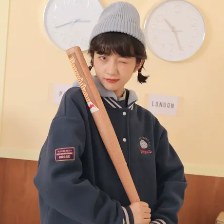休闲高街潮牌外套oversize小众棒球服女夹克秋冬加厚商品大图
