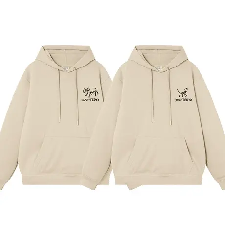 秀洛始祖狗始祖猫秋冬新款连帽卫衣男女加绒加厚衣服美式帽衫外套商品大图