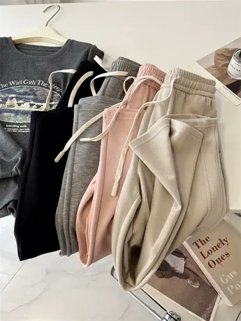 软糯云朵裤~窄版阔腿裤女空气层春秋高腰垂感直筒宽松显瘦休闲裤商品大图