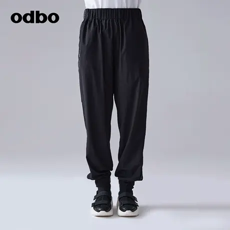 odbo/欧迪比欧时尚工装风黑色休闲裤女春季新款百搭 运动束脚裤子商品大图