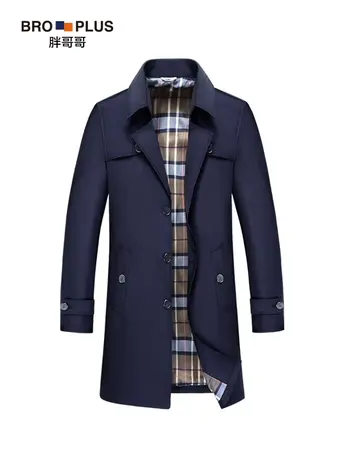 胖哥哥大码风衣男宽松商务休闲长款夹克加肥加大男装简约高端外套图片