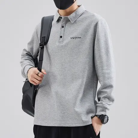 珠地棉polo衫男长袖翻领t恤商务秋季潮流带领打底衫保罗有领秋衣商品大图